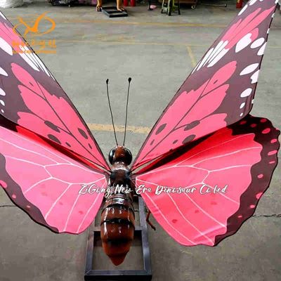 Simulation Animated Butterfly Animatronic Insect Blue Pink Color
